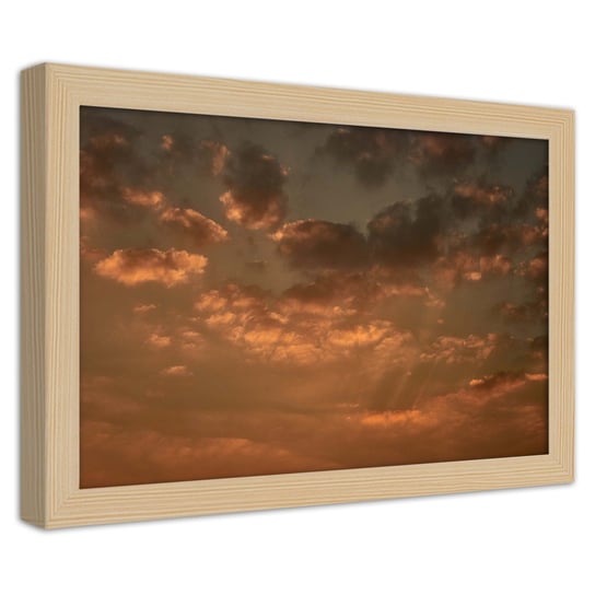 Plakat w ramie naturalnej, Chmury podczas zachodu słońca 45x30 Feeby