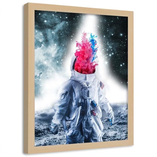 Plakat w ramie naturalnej FEEBY Abstrakcyjny amerykański astronauta, 70x100 cm Feeby