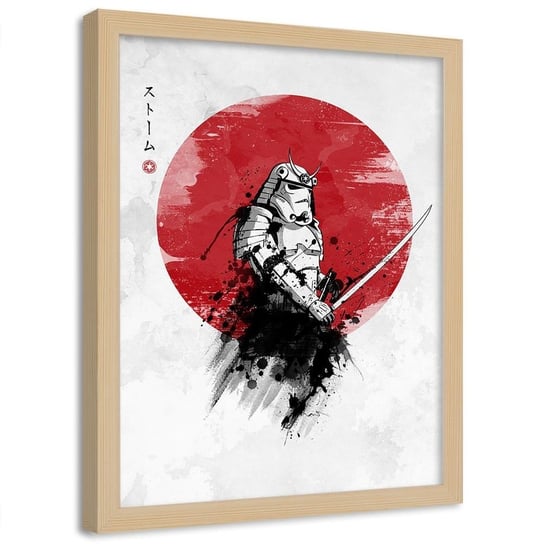 Plakat w ramie naturalnej FEEBY Abstrakcyjny samurai, 70x100 cm Feeby