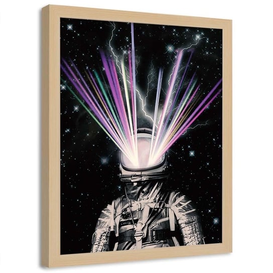 Plakat w ramie naturalnej FEEBY Astronauta abstrakcja, 70x100 cm Feeby