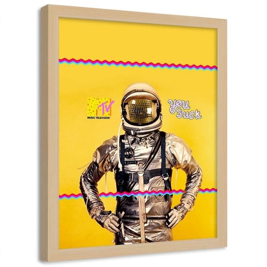Plakat w ramie naturalnej FEEBY Astronauta MTV, 40x60 cm Feeby