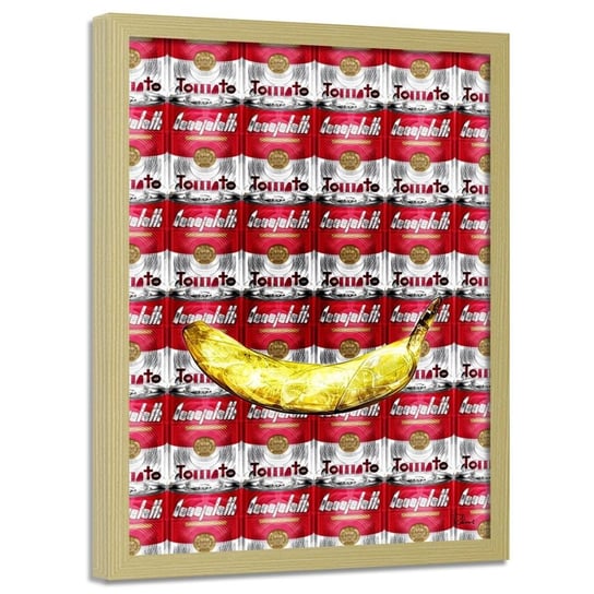 Plakat w ramie naturalnej FEEBY Banan i puszki, 70x100 cm Feeby