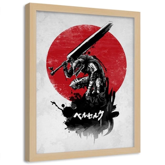 Plakat w ramie naturalnej FEEBY Berserk anime, 40x60 cm Feeby