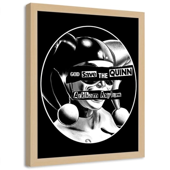 Plakat w ramie naturalnej FEEBY Boże strzeż Harley Quinn, 40x60 cm Feeby