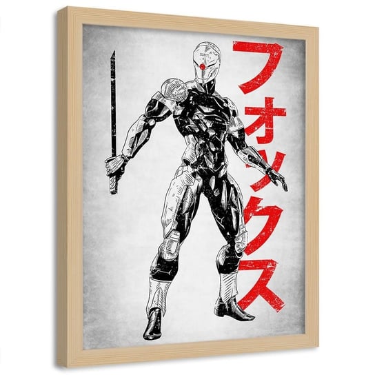 Plakat w ramie naturalnej FEEBY Cyborg z mieczem, 40x60 cm Feeby