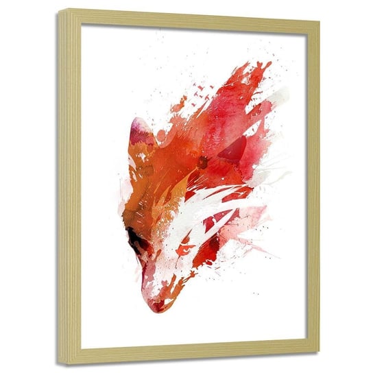 Plakat w ramie naturalnej FEEBY Czerwony wilk, 70x100 cm Feeby