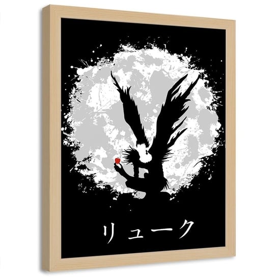 Plakat w ramie naturalnej FEEBY Demon Shinigami z jabłkiem, 70x100 cm Feeby