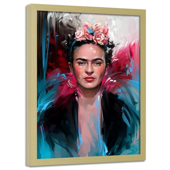Plakat w ramie naturalnej FEEBY Frida Kahlo, 40x60 cm Feeby