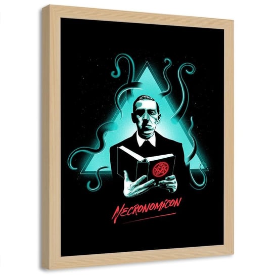 Plakat w ramie naturalnej FEEBY H.P. Lovecraft Necronomicon, 50x70 cm Feeby