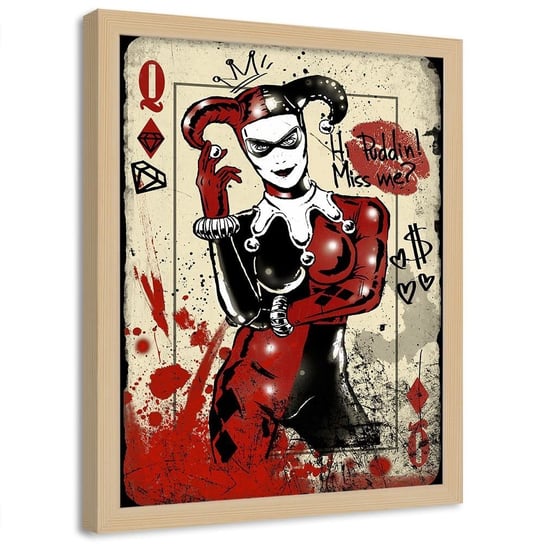 Plakat w ramie naturalnej FEEBY, Harley Quinn, 40x60 cm Feeby
