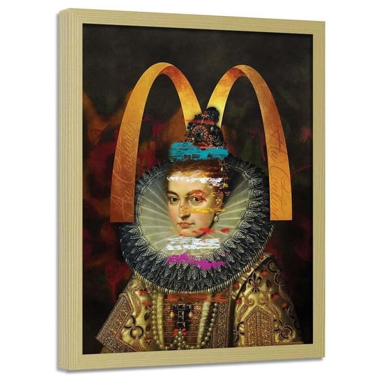Plakat w ramie naturalnej FEEBY Kobieta w koronkowej kryzie, 70x100 cm Feeby