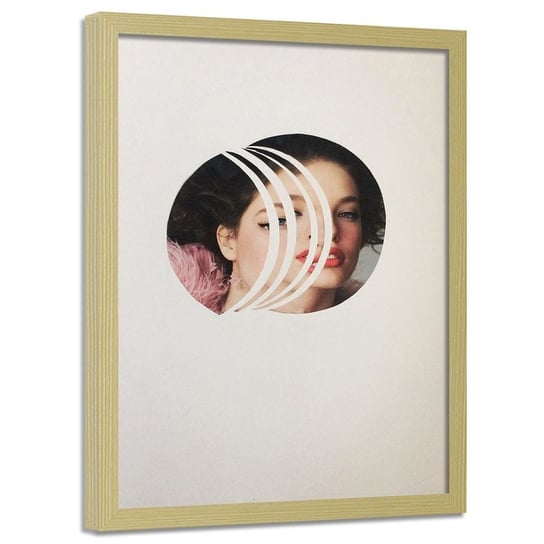Plakat w ramie naturalnej FEEBY Kolaż portret kobiety, 40x60 cm Feeby