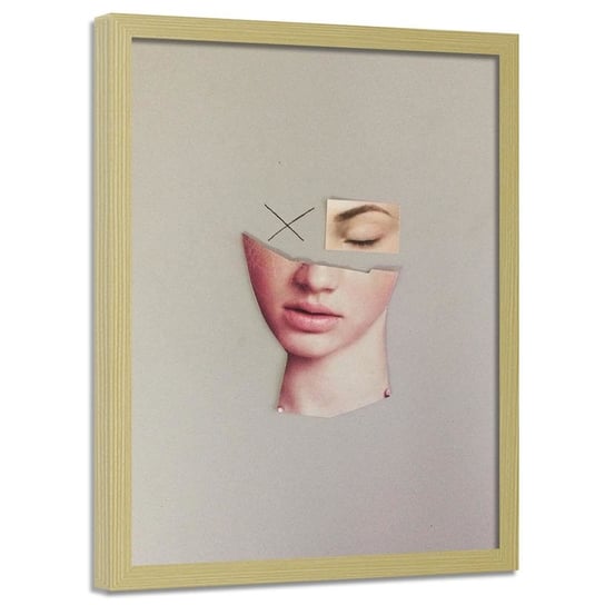 Plakat w ramie naturalnej FEEBY Kolaż twarz kobiety, 40x60 cm Feeby