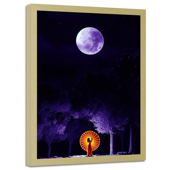 Plakat w ramie naturalnej FEEBY Księżycowa kapłanka, 70x100 cm Feeby