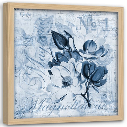 Plakat w ramie naturalnej FEEBY Kwiaty magnolii, 40x40 cm Feeby