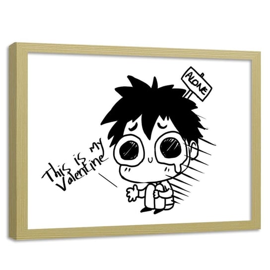 Plakat w ramie naturalnej FEEBY Manga mały chłopiec, 70x50 cm Feeby