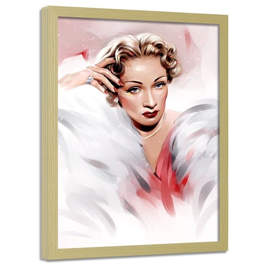 Plakat w ramie naturalnej FEEBY Marlene Dietrich, 70x100 cm Feeby