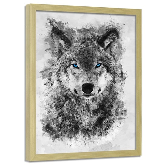 Plakat w ramie naturalnej FEEBY Namalowany wilk, 70x100 cm Feeby