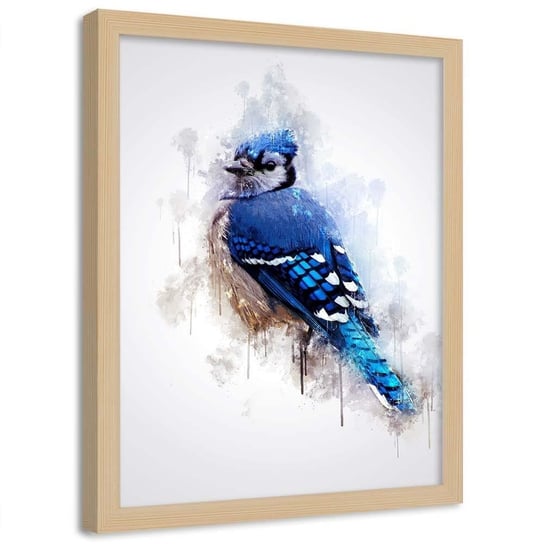 Plakat w ramie naturalnej FEEBY Niebieski ptak, 50x70 cm Feeby