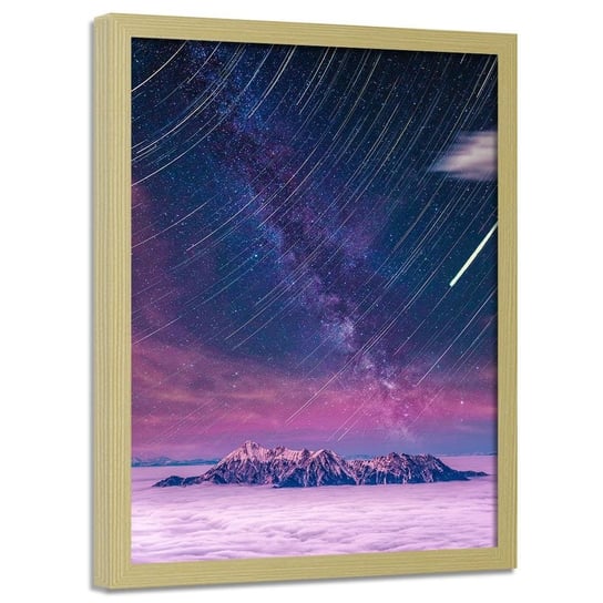 Plakat w ramie naturalnej FEEBY Noc spadających gwiazd, 50x70 cm Feeby