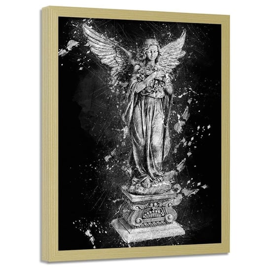 Plakat w ramie naturalnej FEEBY Posąg anioła, 50x70 cm Feeby
