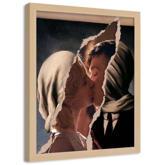 Plakat w ramie naturalnej FEEBY Postacie z serialu pocałunek, 70x100 cm Feeby