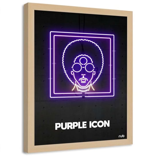 Plakat w ramie naturalnej FEEBY Purpurowa ikona neon, 40x60 cm Feeby