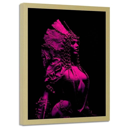 Plakat w ramie naturalnej FEEBY Różowa bogini, 70x100 cm Feeby