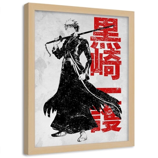 Plakat w ramie naturalnej FEEBY Samurai z anime, 70x100 cm Feeby