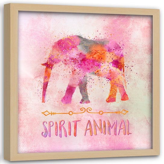 Plakat w ramie naturalnej FEEBY Spirit animal, 40x40 cm Feeby