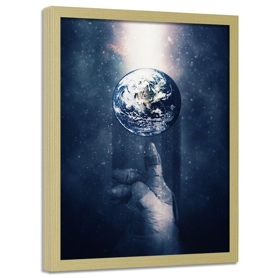 Plakat w ramie naturalnej FEEBY Świat w zasięgu ręki, 40x60 cm Feeby