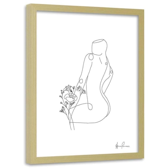 Plakat w ramie naturalnej FEEBY Sylwetka kobiety minimalizm, 40x60 cm Feeby