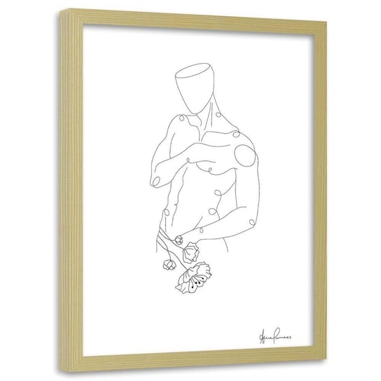 Plakat w ramie naturalnej FEEBY Sylwetka mężczyzny minimalizm, 50x70 cm Feeby