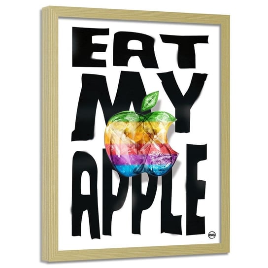 Plakat w ramie naturalnej FEEBY Tęczowe jabłko, 40x60 cm Feeby