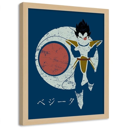 Plakat w ramie naturalnej FEEBY Vegeta Dragon Ball, 40x60 cm Feeby