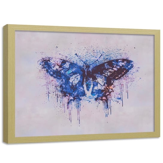 Plakat w ramie naturalnej FEEBY Wielobarwny motyl, 100x70 cm Feeby