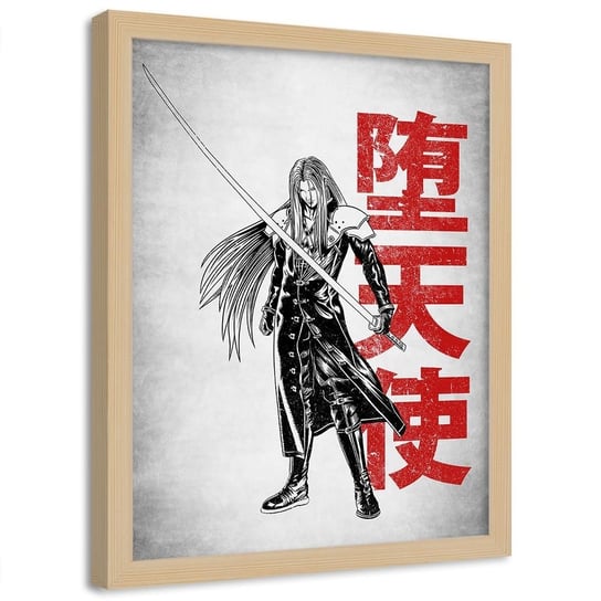 Plakat w ramie naturalnej FEEBY Wojownik z długim mieczem, 50x70 cm Feeby