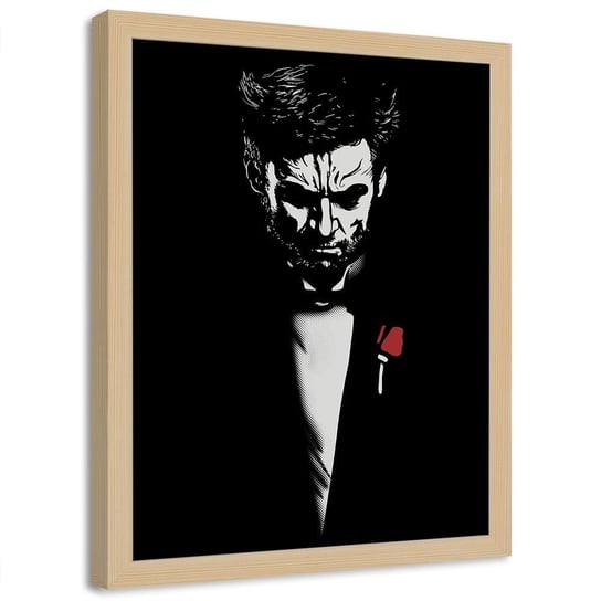 Plakat w ramie naturalnej FEEBY Wolverine – portret, 50x70 cm Feeby
