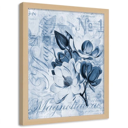 Plakat w ramie naturalnej, Kwiat magnolii - 40x60 Feeby