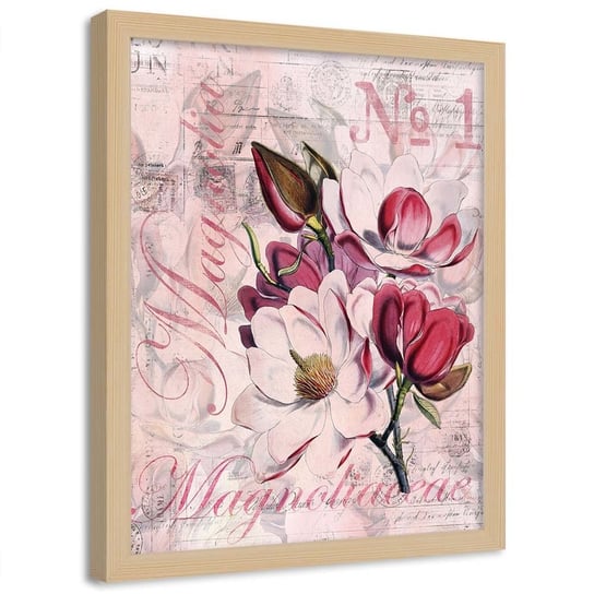 Plakat w ramie naturalnej, Magnolia - 40x60 Feeby