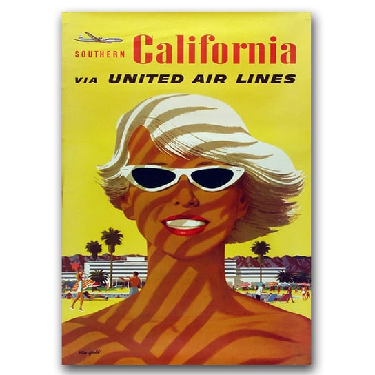 Plakat w stylu retro California United Air A1 Vintageposteria