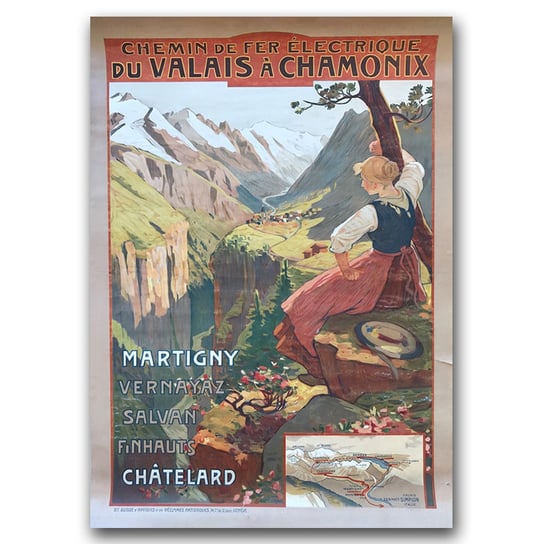 Plakat w stylu retro Chamonix French A1 60x85cm Vintageposteria
