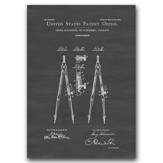 Plakat w stylu retro Compass Schoenner Patent A1 Vintageposteria