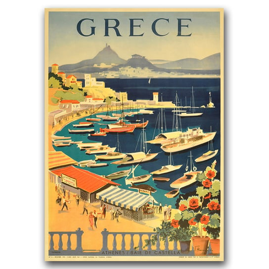Plakat w stylu retro do salonu Grecja A1 60x85cm Vintageposteria