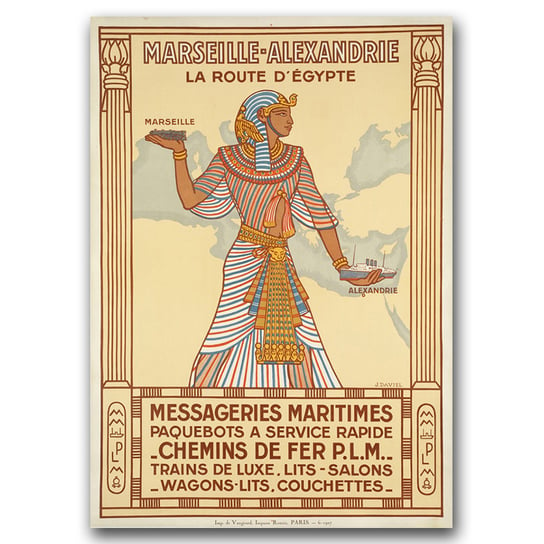 Plakat w stylu retro Egipt Marsylia Alexandrie A1 Vintageposteria
