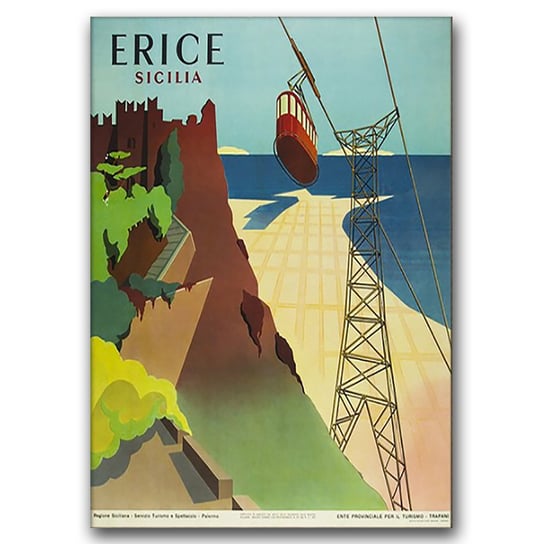 Plakat w stylu retro Erice Sicilia Włochy A2 Vintageposteria