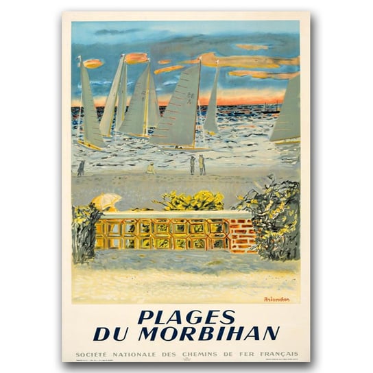 Plakat w stylu retro France Plages du Morbihan A3 Vintageposteria