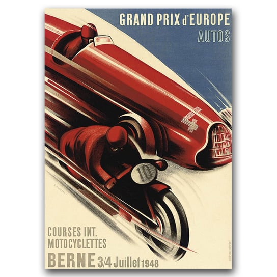 Plakat w stylu retro Grand Prix Europe A3 Vintageposteria