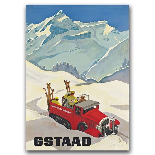 Plakat w stylu retro Gstaad Szwajcaria A1 Vintageposteria