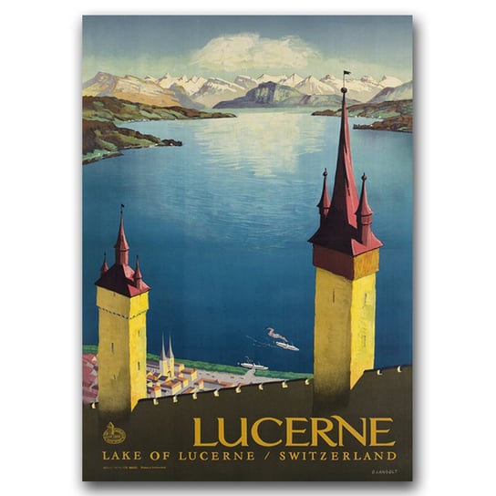 Plakat w stylu retro Jezioro Czterech Kantonów A2 Vintageposteria